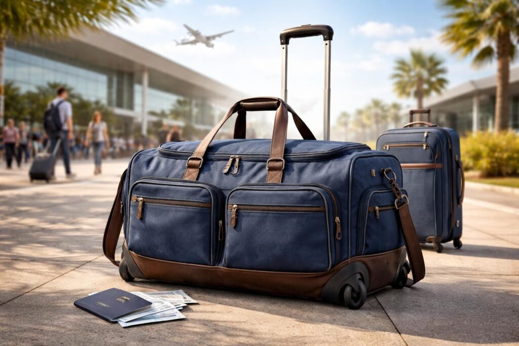 découvrez notre grand sac de voyage à roulettes, l'allié idéal pour un déplacement facile et organisé. profitez de vacances sans stress grâce à son grand espace et sa maniabilité exceptionnelle.