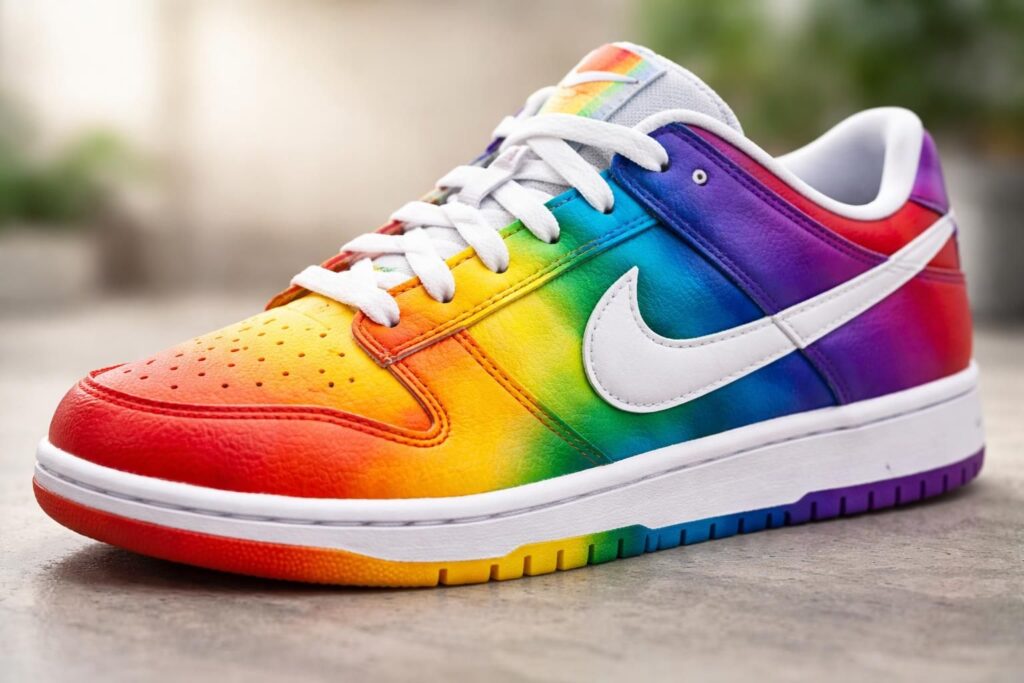découvrez la chaussure nike pride arc-en-ciel, un modèle vibrant et coloré célébrant la diversité et l'inclusion avec un design unique aux couleurs vives.