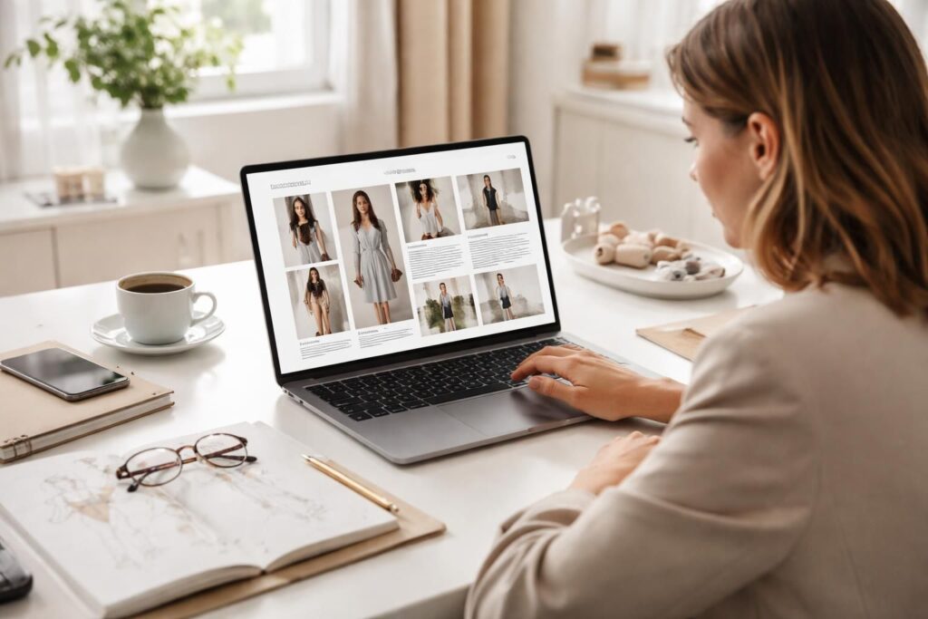 découvrez comment créer un lookbook professionnel en assemblant photos et textes sur votre pc portable, avec une version personnalisée aux couleurs de votre marque.