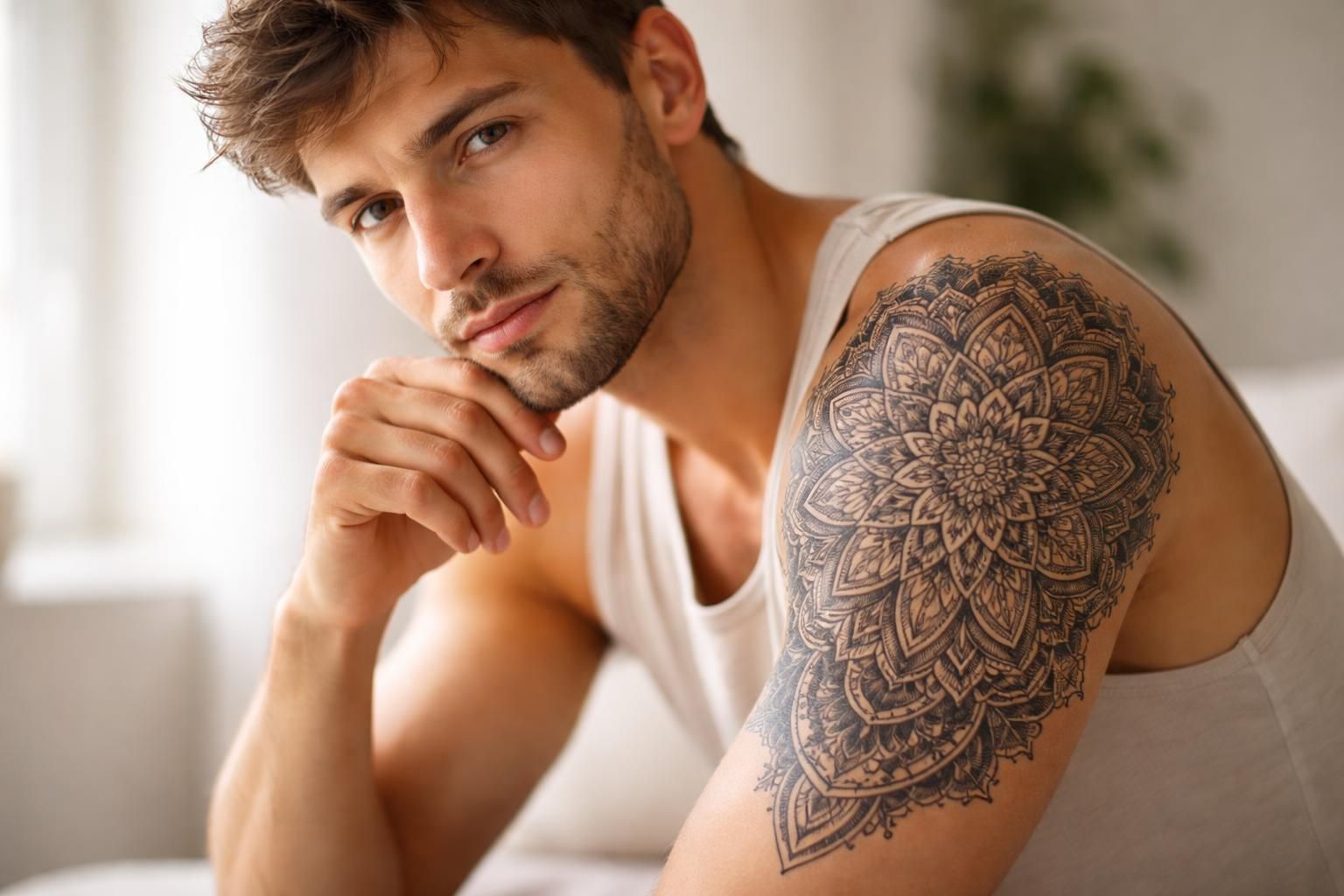 découvrez l'art du tatouage de mandala pour homme, un équilibre parfait entre créativité artistique et symbolisme profond, reflétant harmonie et spiritualité.